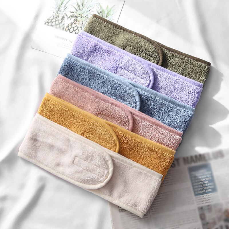 Diadema Facial de algodón para mujer, bandana de Velcro, gorro de ducha para la cabeza, envoltura mágica para el cabello, accesorios para el cabello