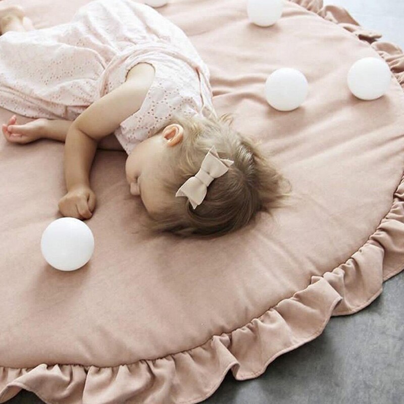 Play Mat Cartoon Animal Baby Mat Newborn Infant Crawling Blanket Cotton Round Floor Carpet Rugs Mat for Kids Room Nursery Decor: Pink