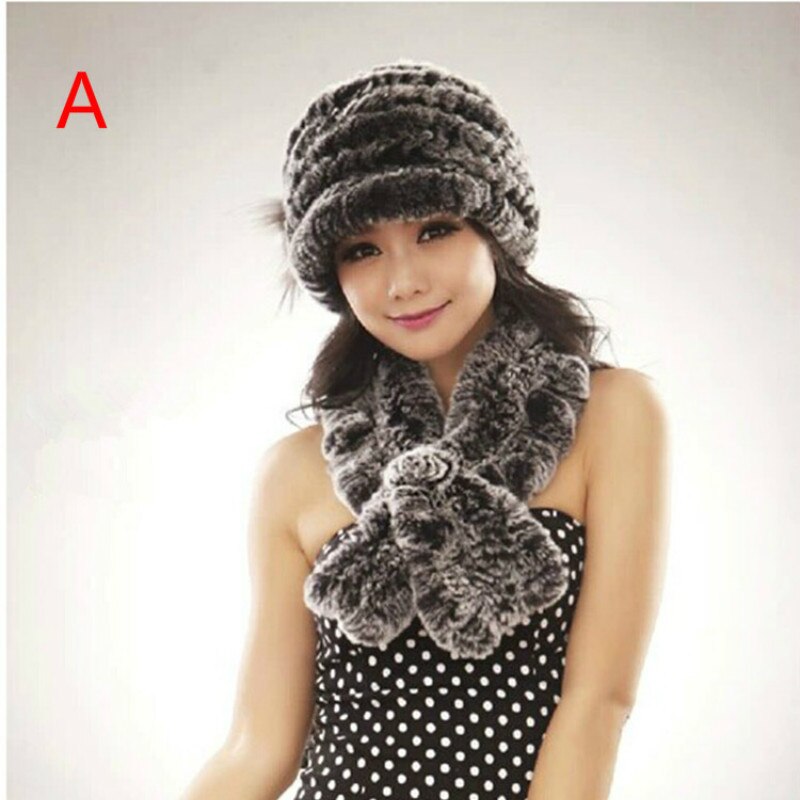 Kaninpels strikket hue vinter kvinders tyk varm andetunge uldhat