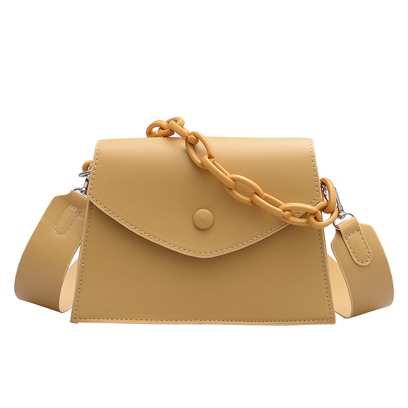 Novedad de , bandoleras de piel sintética para mujer, femenina, Bolso con solapa salvaje, bolsos de mensajero informales para mujer, bolsos cruzados con cadena: Amarillo