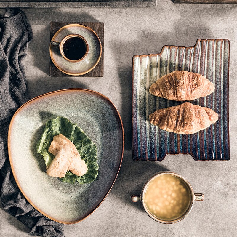 Japanese ceramic sushi dinner plate restaurant supplies kitchen tableware set nordic dessert sald plate trays decorative tea cup