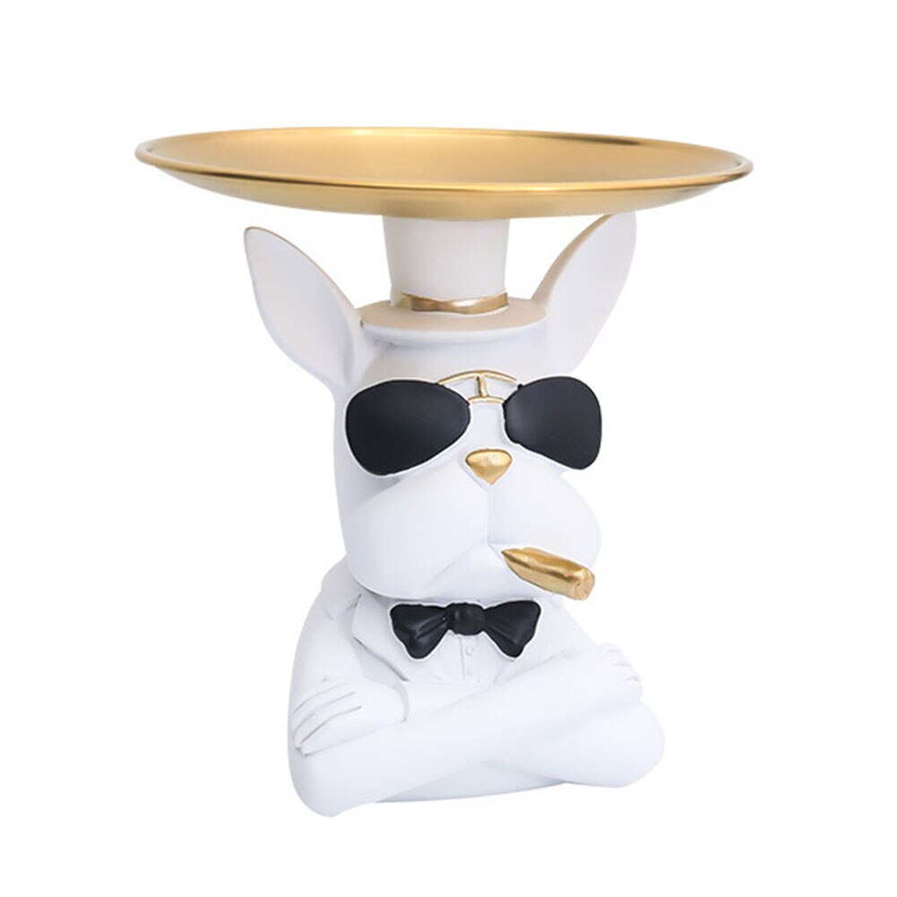 nordycki buldog francuski rzeźba figurka psa statua biżuteria przechowywania tabeli dekoracji prezent pas płyta okulary taca Dom Sztuka statua: biały