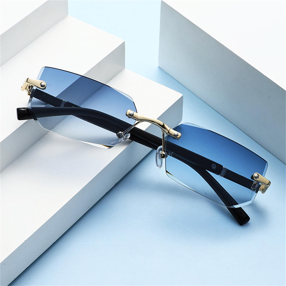 Kleine rechteckige randlose Sonnenbrille Männer Luxusmarke rahmenlose Leoparden Sonnenbrille für Frauen Jahrgang quadratische Brillen farben