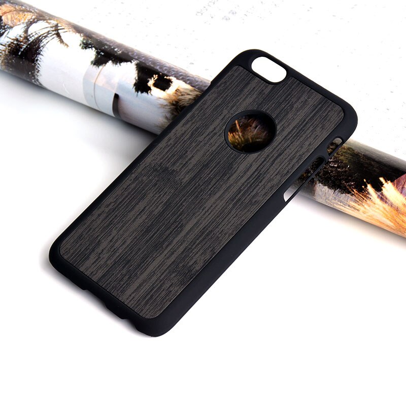 Case voor iphone 6 6s funda hout Bamboe patroon lederen huid hard plastic klassieke Vintage telefoon cover voor iphone 6 case coque: Black