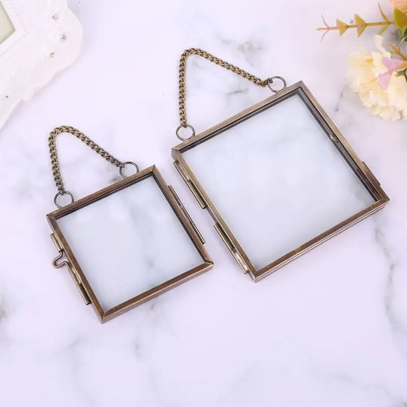 Kreative DIY Kette retro Metall Foto Bilderrahmen Hohe Transluzente Glas Proben Ordner Pflanze Sonde Anzeige Halfter