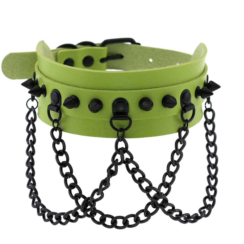 Halloween Cosplay Gothic Grün Halsband Kragen Halsketten Für Frauen Emo Punk Balck Spitze Geometrie Anhänger Halskette Y2K Schmuck