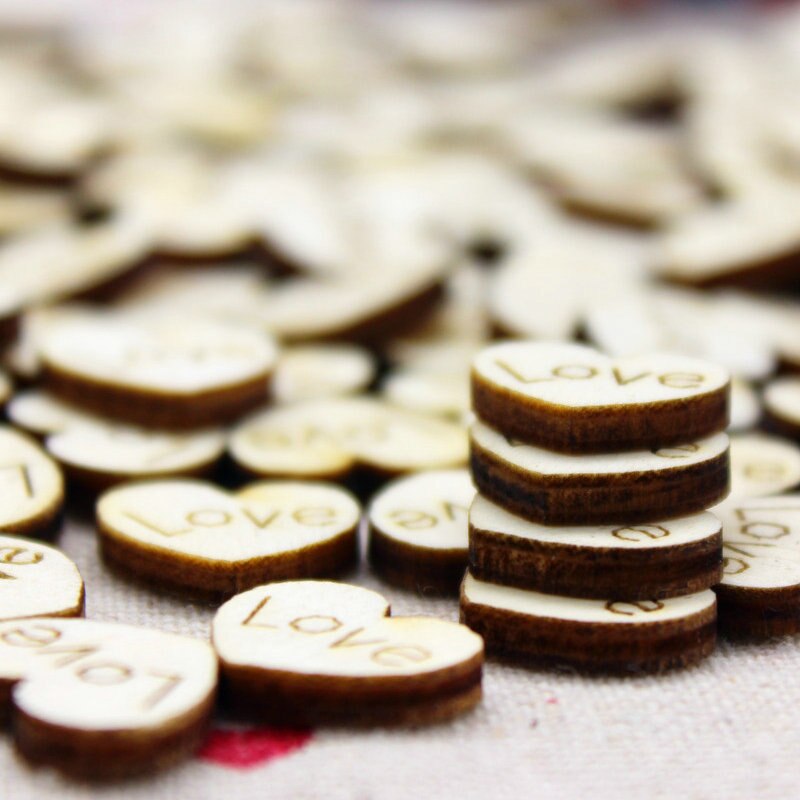 Kit de Scrapbooking en bois 1.8cm, lot de 10 pièces, cœur d&#39;amour naturel sans autocollants, matériel artisanal de mariage, saint-valentin, jouets DIY OEM
