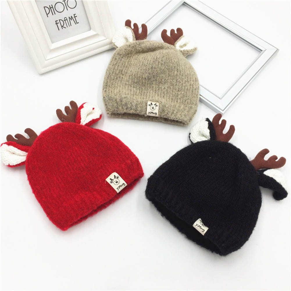 Gorrito de Reno para bebé, sombrero tejido al Crochet suave y cálido, de Navidad para niños y niñas