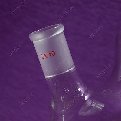 2000 ML, 4 Hals, 24/40, Platte Bodem Kolf, Vier Hals, 2L, lab Glaswerk 24/40