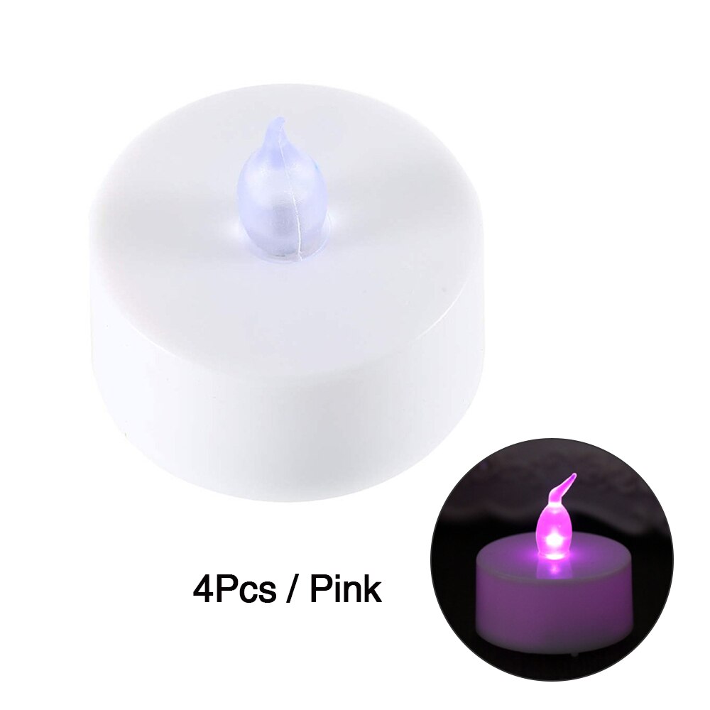 4PCS Electronic Candles Lights Flickering Lovely Night Light Colorful LED Candle Battery Operated Birthday Wedding DIY Decor: 4PCS Pink Light