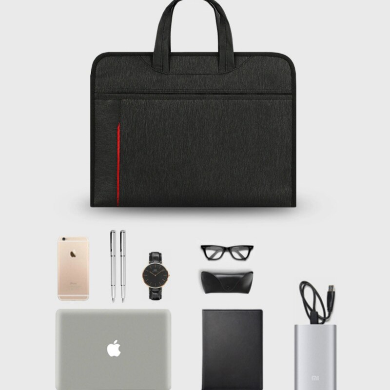 A4 Briefcase Laptop Case Document Bag Men Women Portable Business Conference Office Paper Organizer Zipper Large-capacity Folder