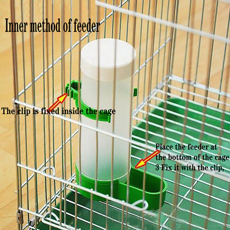 Alimentador de bebedero de agua para pájaros con Clip, botella dispensadora de suministros para pájaros, cuencos para mascotas, jaula para loros, 2 uds.