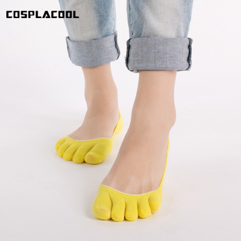 [Cosplacool] 1 Paar Zomer Mode Vrouwen Snoep Kleur Vijf Vinger Tenen Sok Onzichtbare Antislip Enkel Katoen blend Sokken Meias