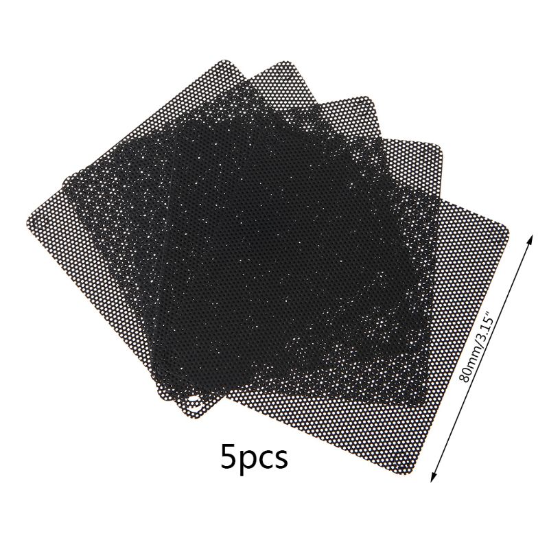 5Pcs Pvc Fan Stoffilter Pc Stofdicht Case Cuttable Computer 80Mm Mesh Zwart B2QF