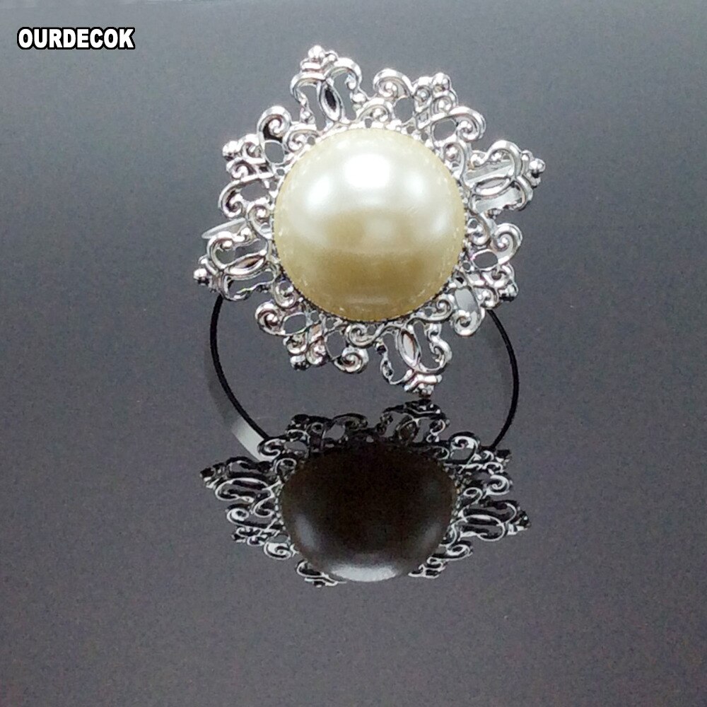 10 stuks zilveren ring met imitatieparels als servetringhouder voor bruiloften, feesten en banketbenodigdheden