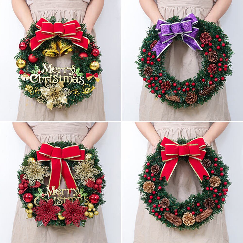 40cm Christmas Wreath Wall Door Hanging Ornament for Xmas Party Decor Prop