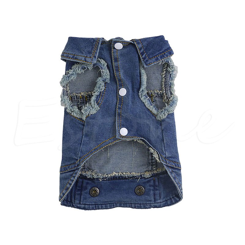 Apparel Denim Pet Dog Puppy Jacket Coats Clothing Sleeveless Clothes H55A