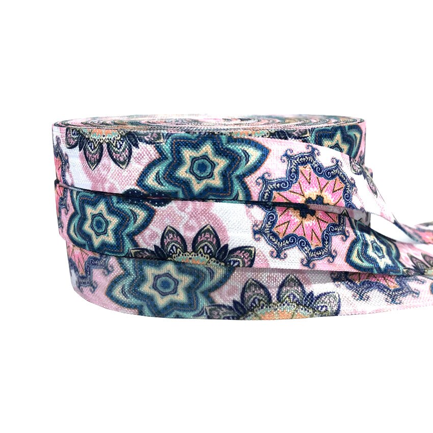 5 yards 16mm søte blomster bladfold over elastiske bånd baby pannebånd jenter hårbånd hår tilbehør håndverksutstyr: P1068