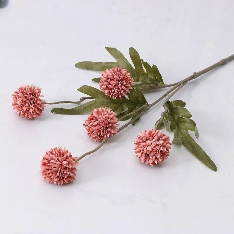 1 pçs de flores artificiais laranja com hastes mini crisântemos decoração do quarto casa diy mesa jantar centro decoração acessório: Bege