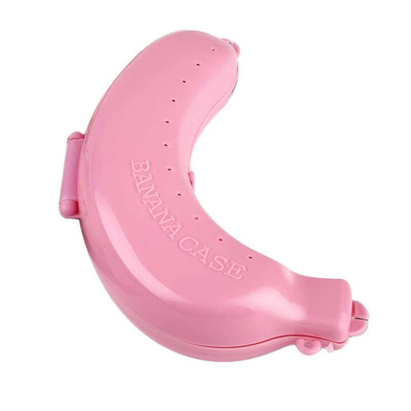 1 stk søt bananboks frukt bananbeskytter boksholder etui lunsjbeholder oppbevaring til låve beskytte frukt plast oppbevaringsboks: Rosa