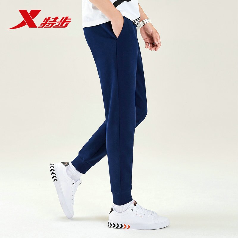 Xtep sport strikkede bukser herre høst slank passe sportsbukser tenåringe elastisk midje fritid joggebukser herre 881429639256