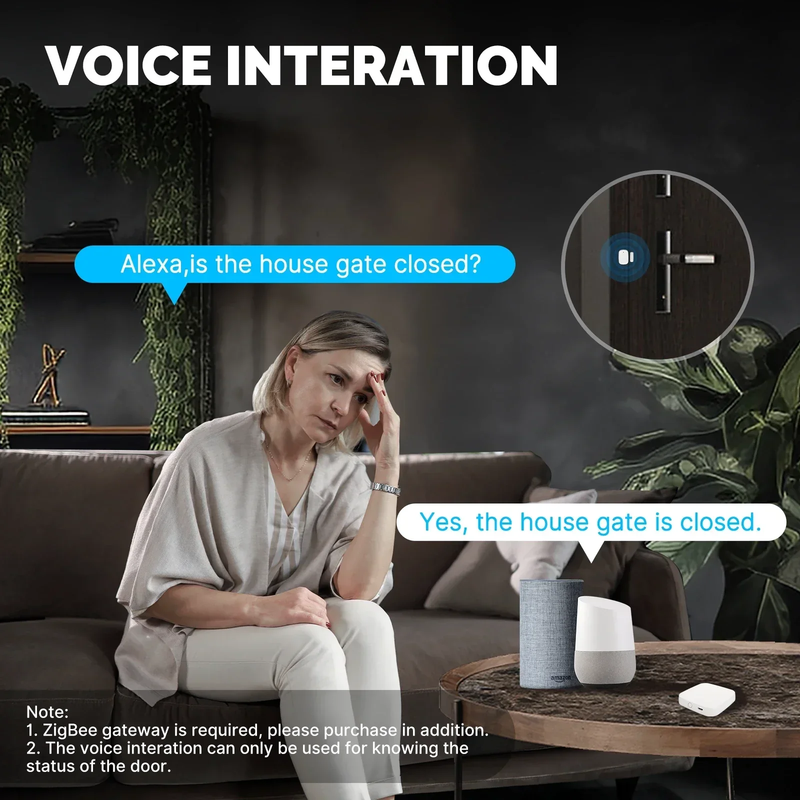 MOES ZigBee/WiFi slimme deursensor, beveilig uw huis met Tuya-app-bediening, raam-/deurdetectie en Smart Life-compatibiliteit