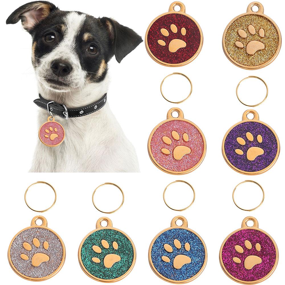 Collar con placa de identificación de perro y gato, colgante con garra redonda grabada, decoración para el bolsa Porta llaves, 10 Uds.