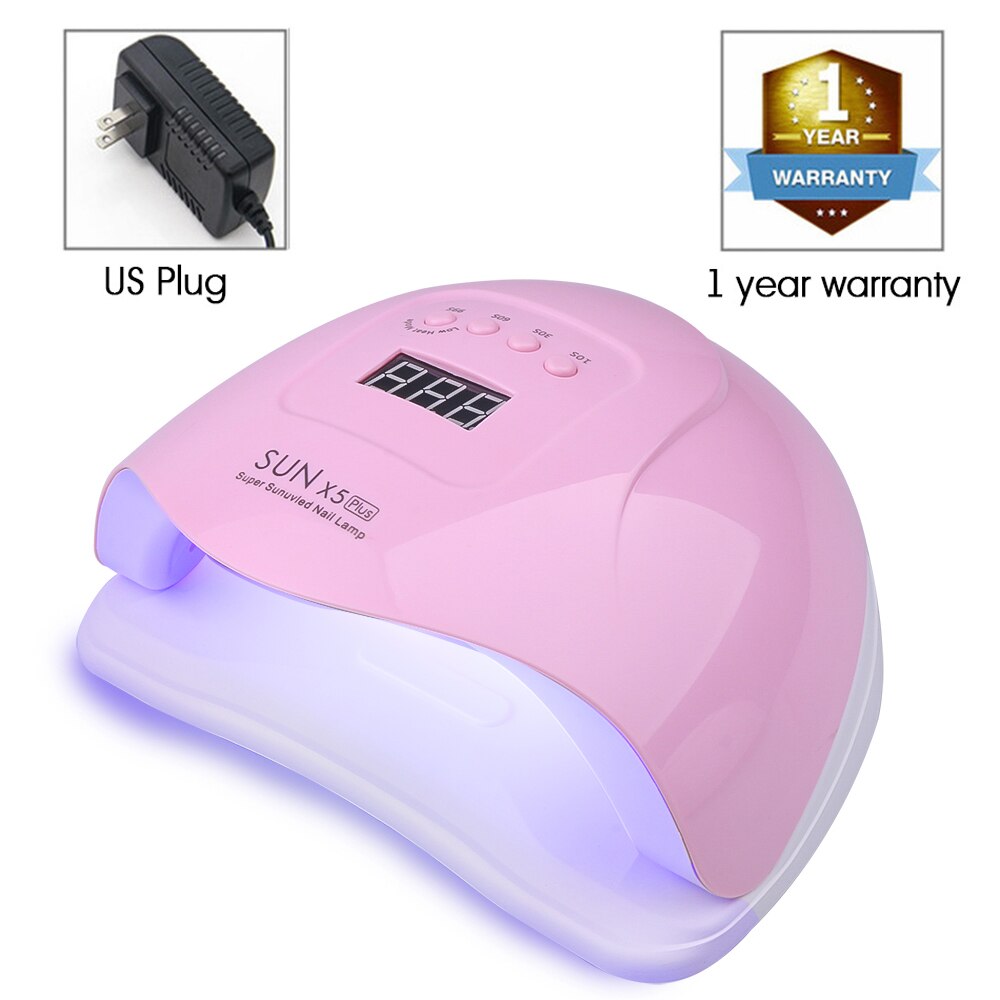 SUN 5 X Plus-Lámpara LED para uñas, lámpara de 36 secador de uñas LED con pantalla LCD de 80W para esmalte de Gel y manicura, temporizador con Sensor automático: 80W Pink (US Plug)