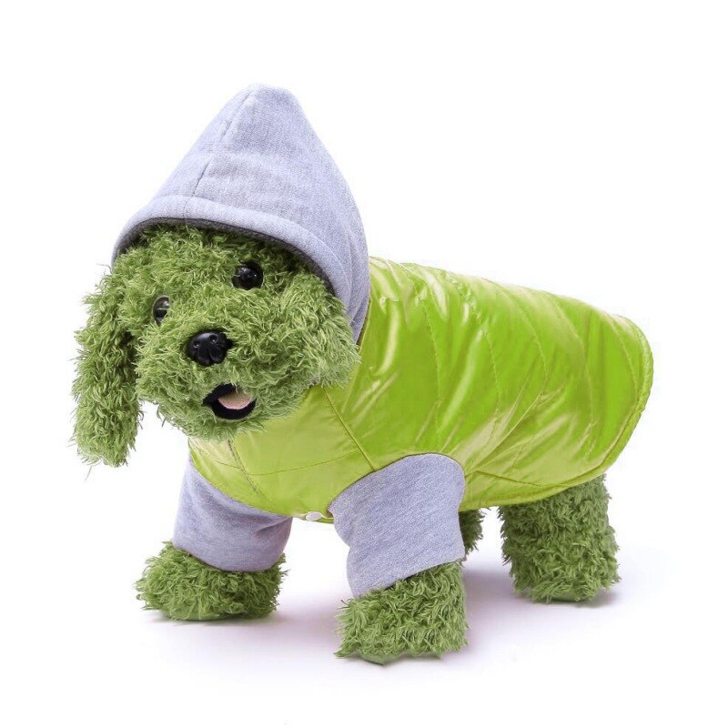 Ropa de invierno para perro mascota, chaqueta de plumas cálidas, abrigo impermeable, sudaderas con capucha de S-XXL para Chihuahua, perros medianos y pequeños: Green / S