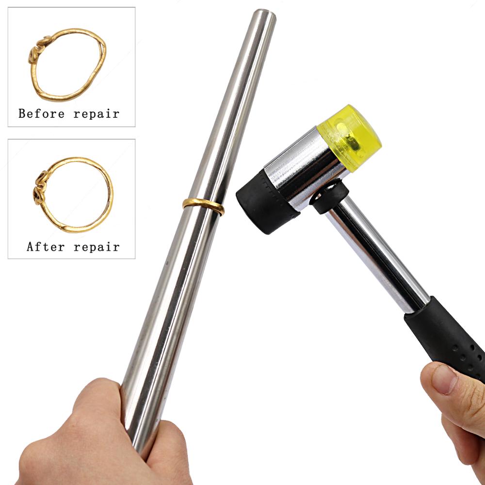 4 Stuks Ring Mandrel Sizer Tool Met Metalen Doorn Finger Sizing Meetstok En Ring Sizer Guage En Rubber Juweliers hamer