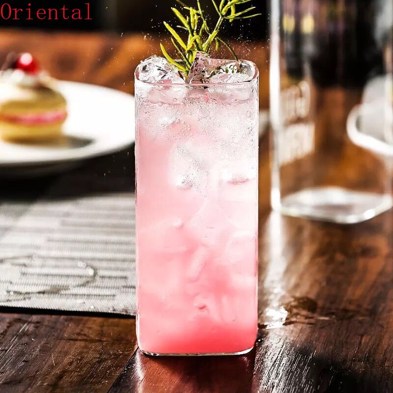 Highball Glasses Lead-Free Crystal Clear Glass Drinking Cups for Water Wine Beer Cocktails and Square Mini Dessert Cups