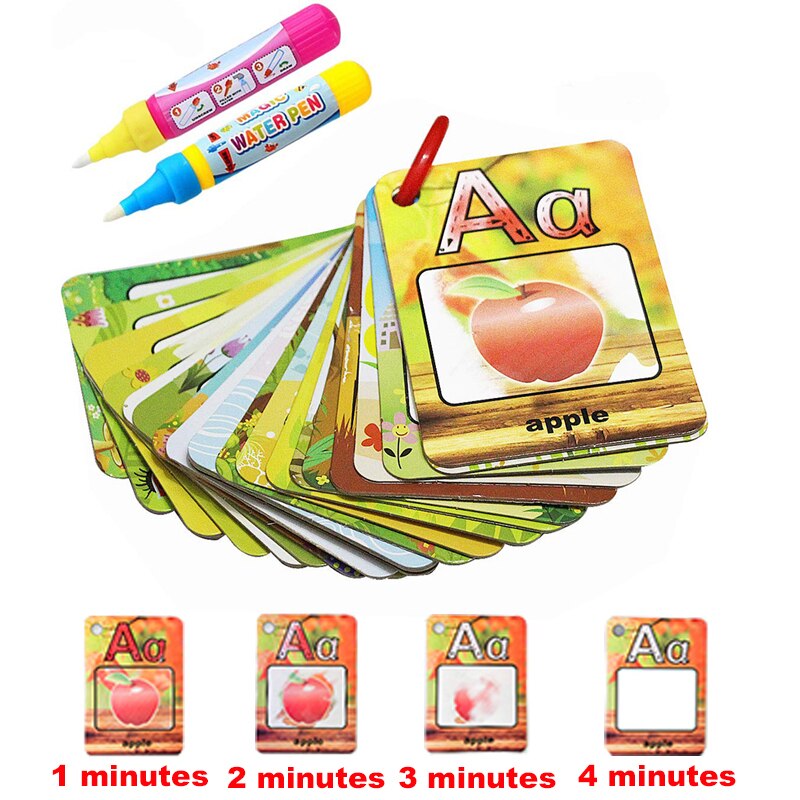 26 Engels Alfabet Water Tekening Kaarten Kleurboek & 2 Magic Pennen Papieren Kaart Schilderen Board Vroege Educatief Speelgoed Voor kids
