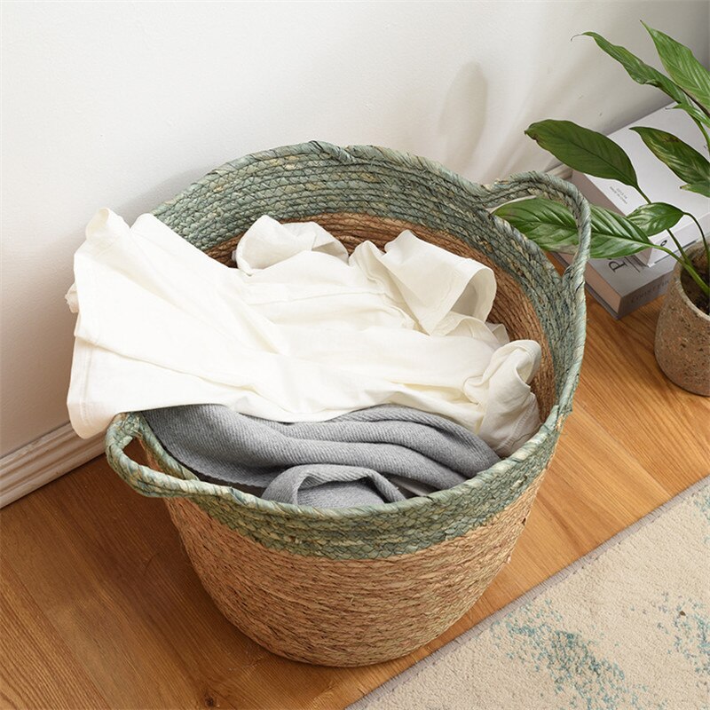 Panier de rangement pliable naturel jonc de mer rotin paille en osier pliant Pot de fleur paniers jardin planteur fournisseur de blanchisserie