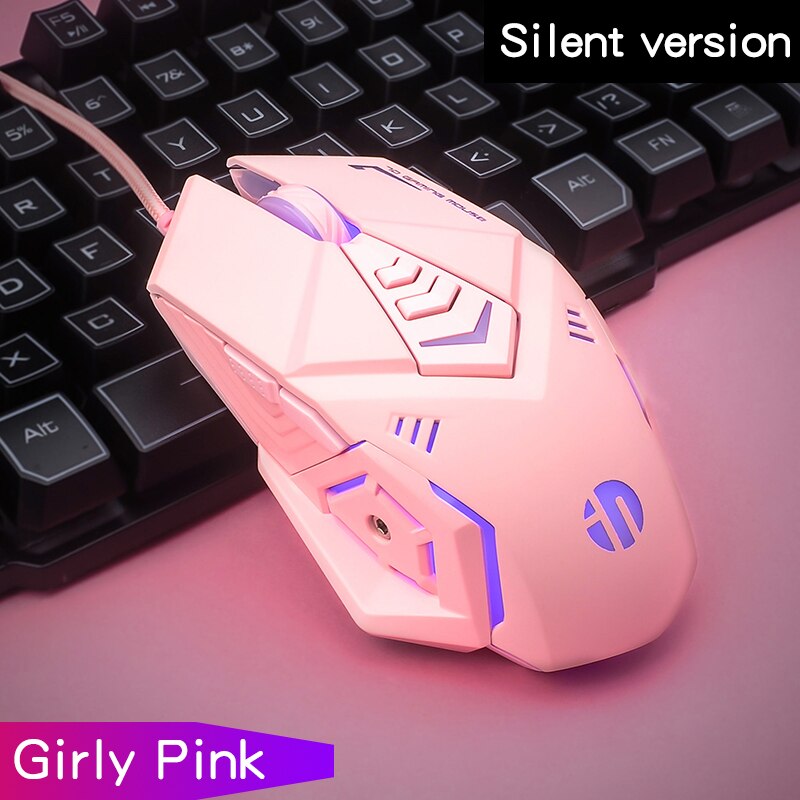 Wired USB Gaming Mouse Pink Mute RGB Gamer 7 Buttons Mice Optical Office Computer Mouse For Desktop Laptop Ergonomic Game Mouse: Default Title