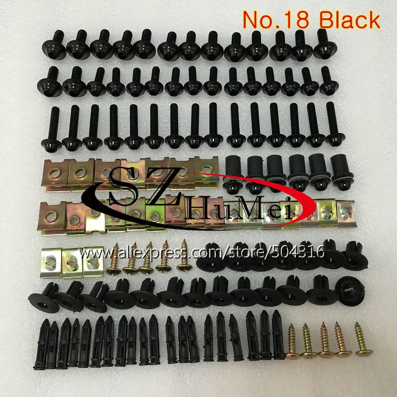 Kit complet de boulons de carénage pour suzuki gsxr 600 gsxr 750 01 02 03 gsxr 600 750 k1 r600 2001 2002 2003 vis et écrous de boulons de pare-brise: N ° .18
