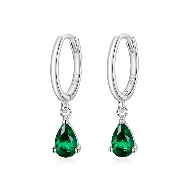 Pendientes de gota de agua de plata BAMOER ISHWAR, Plata de Ley 925, pendiente con forma de gota de 4 colores para mujer, joyería llamativa SCE1018