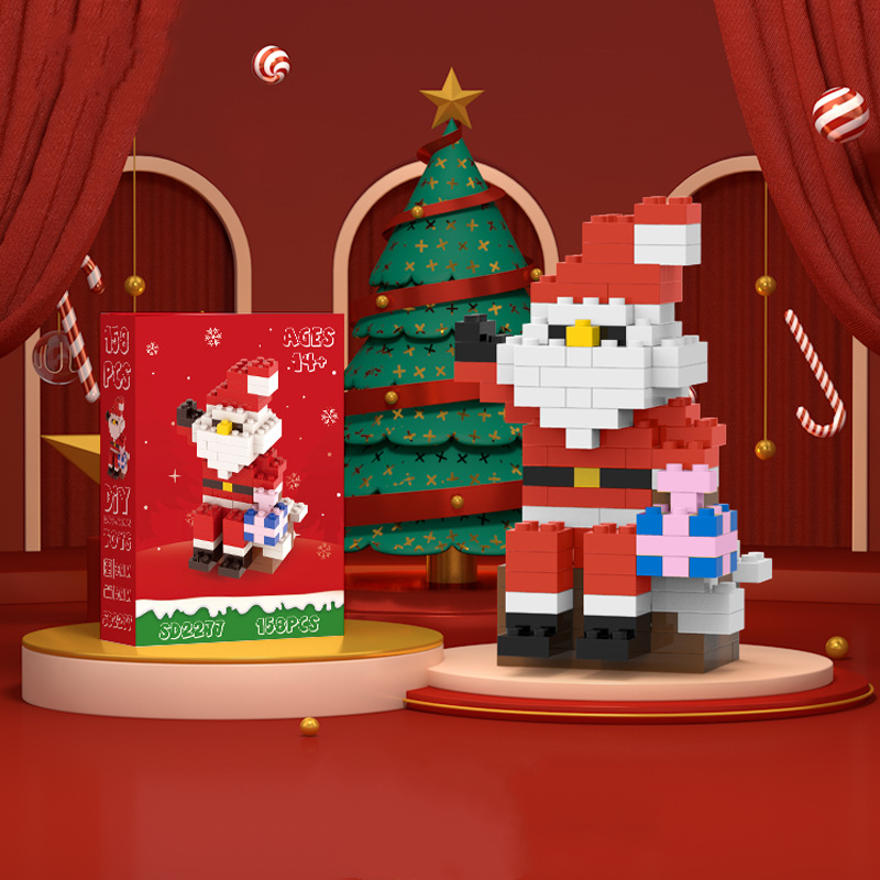 Christmas Series Of Particle Diamond Building Blocks Educational Assembling Toys Christmas Tree Santa Claus Small Ornaments: Blue
