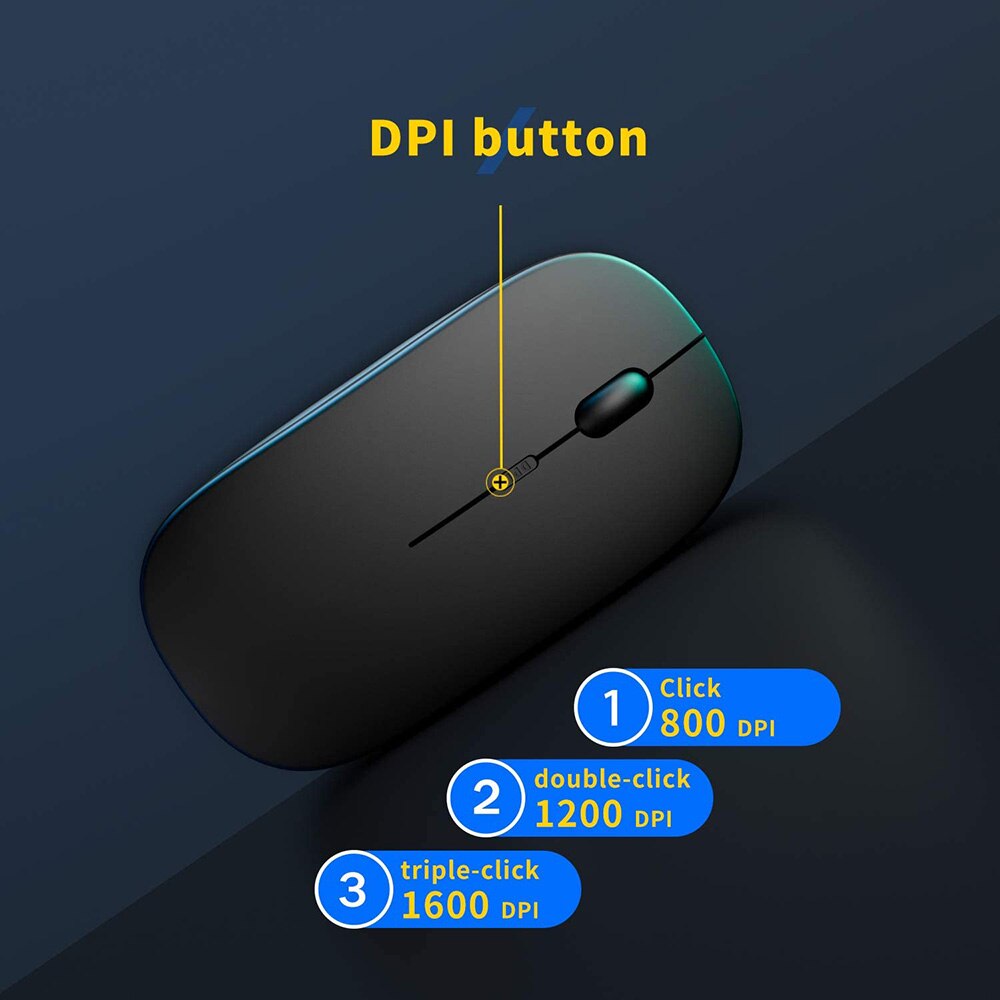 Bezprzewodowa ładowalna mysz do komputera Laptop, bezprzewodowa mysz Slim Mini Noiseless, myszy 2.4G do domu/biura
