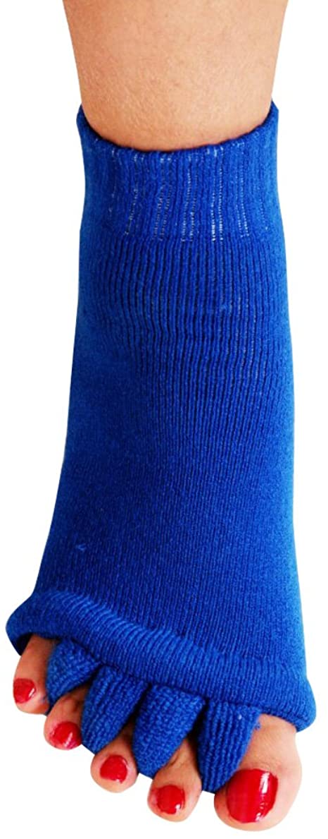 Calcetines separadores de cinco dedos para Yoga y gimnasio, calcetín de alineación para el dolor, masaje de salud, previene calambres en los pies, un par: 1Pair Blue