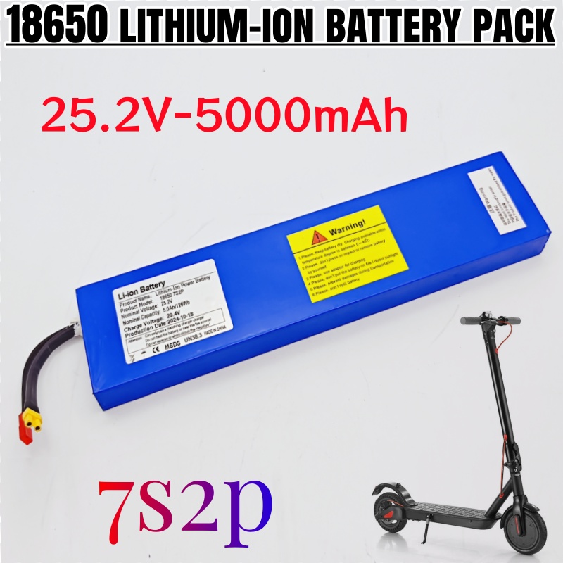 5000mAh 18650 7S2P Li-ion rechargeable battery pack 25.2V suitable for battery replacement of 29.4V electric scooters