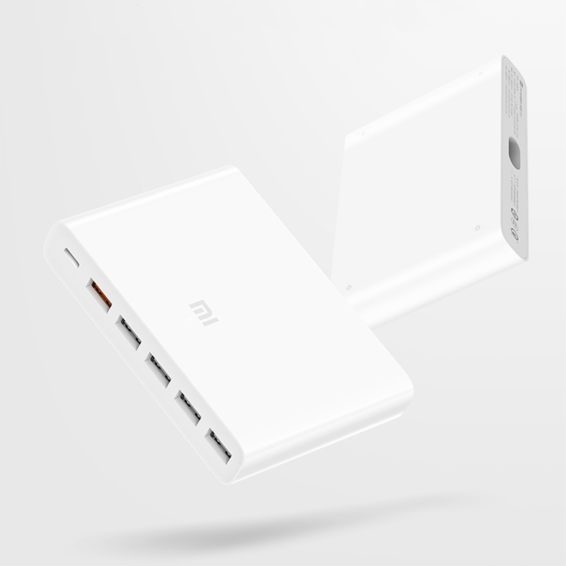 Original XIAOMI Fast Charger QC3.0 Mobile Smart Device 110-240V 60W 5 USB 1 Type-C Port QC 3.0 USB-C Output for iPhone, iPad
