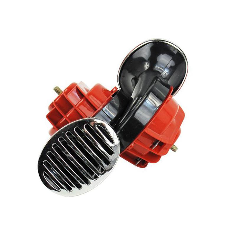 2 stuks universele slakkenhoornsirene met deksel, 12v/24v dubbele tonen elektrische autohoorns, luid alarmsysteem voor auto, boot, motorfiets