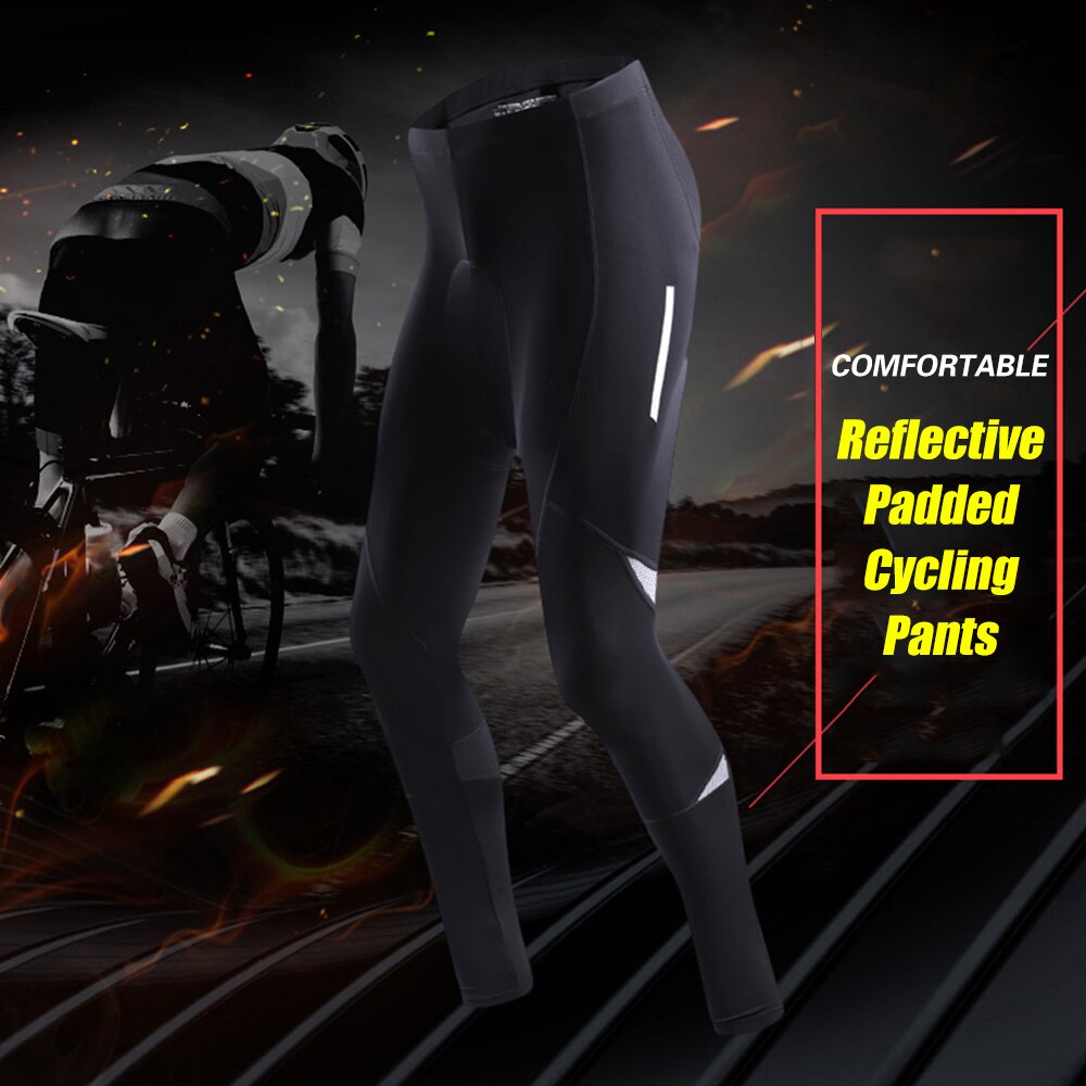 Lixada Men's Bicycle Pants Reflective Gel Padded Cycling Compression Tights Leggings Outdoor Riding Bike Pants