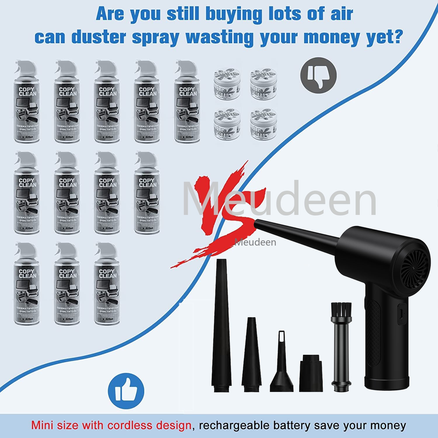 Wireless Air Blower Computer Cleaner Dust,Replaces Compressed Air Can Electric Air Blowing Gun for PC Laptop Keyboard Cleaning