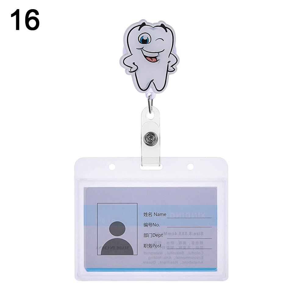 1Set Nette Cartoon Business Arbeit Karte Name Tags Krankenschwester Arzt ID Abzeichen Halter mit Versenkbare Reel Versenkbare Metall Clip: 16