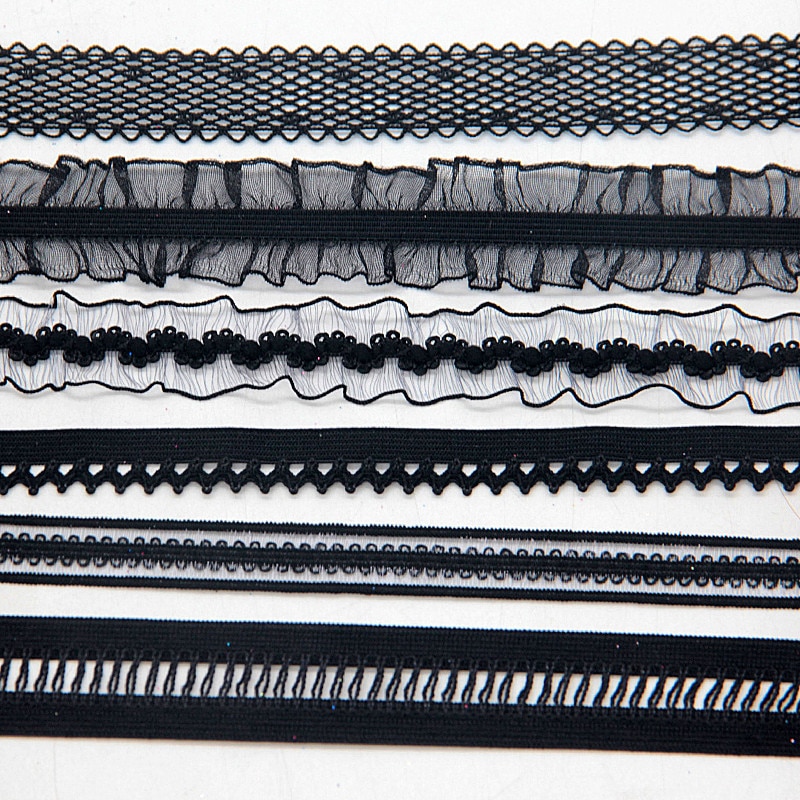 Black Mesh Netto Kant Trim Elastische Bands Naaien Kleding Rubber Band Stretch Lint Wimpel Tape Haarband DIY Beha Broek taille 2M