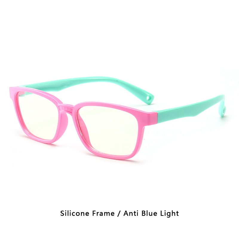 Blue Light Blocking Glasses Kids TR90 Flexible Ultralight Computer Gaming Prescription Glasses Boy Girl Child UV400: C7Pink Silicone