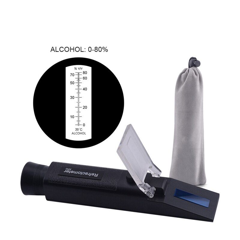 Handheld 0-80% Alkohol Refraktometer Schnaps Konzentration Destilliertem Alkohol Tester Meter Densitometer Alkohol ATC Refraktometer