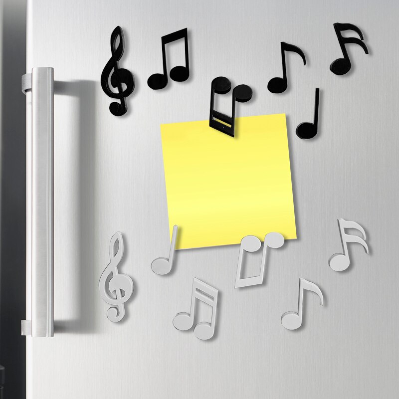 6pcs Music Note Magnet Black Music Musical Notation Refrigerator Sticker Whiteboard Message Fridge Magnetic Stickers