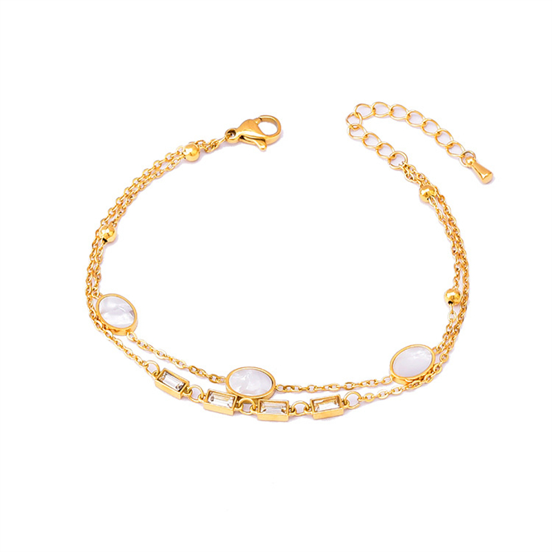 316l Roestvrij Staal Mode Fijne Sieraden 8 Verschillende Stijlen 2-Laags Hart Vlinder Zirkoon Charm Ketting Armbanden Voor Vrouwen